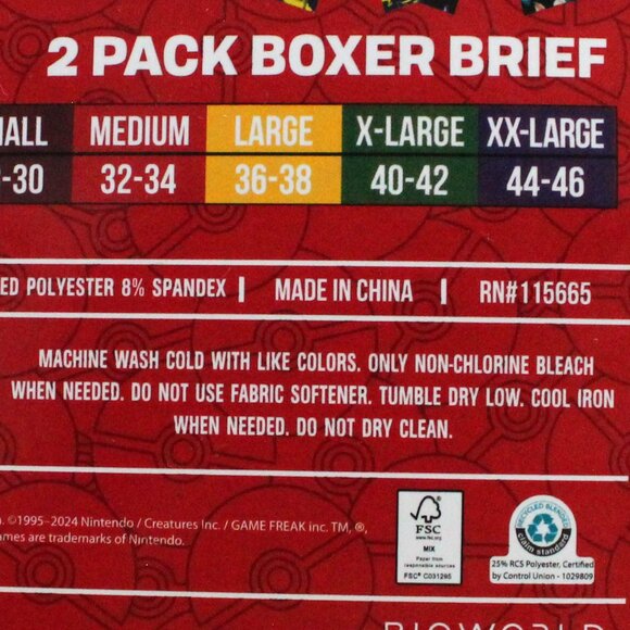 2 Pack Men's 2XL 44-46 Pokemon Boxer Briefs - NWT - Picture 9 of 9